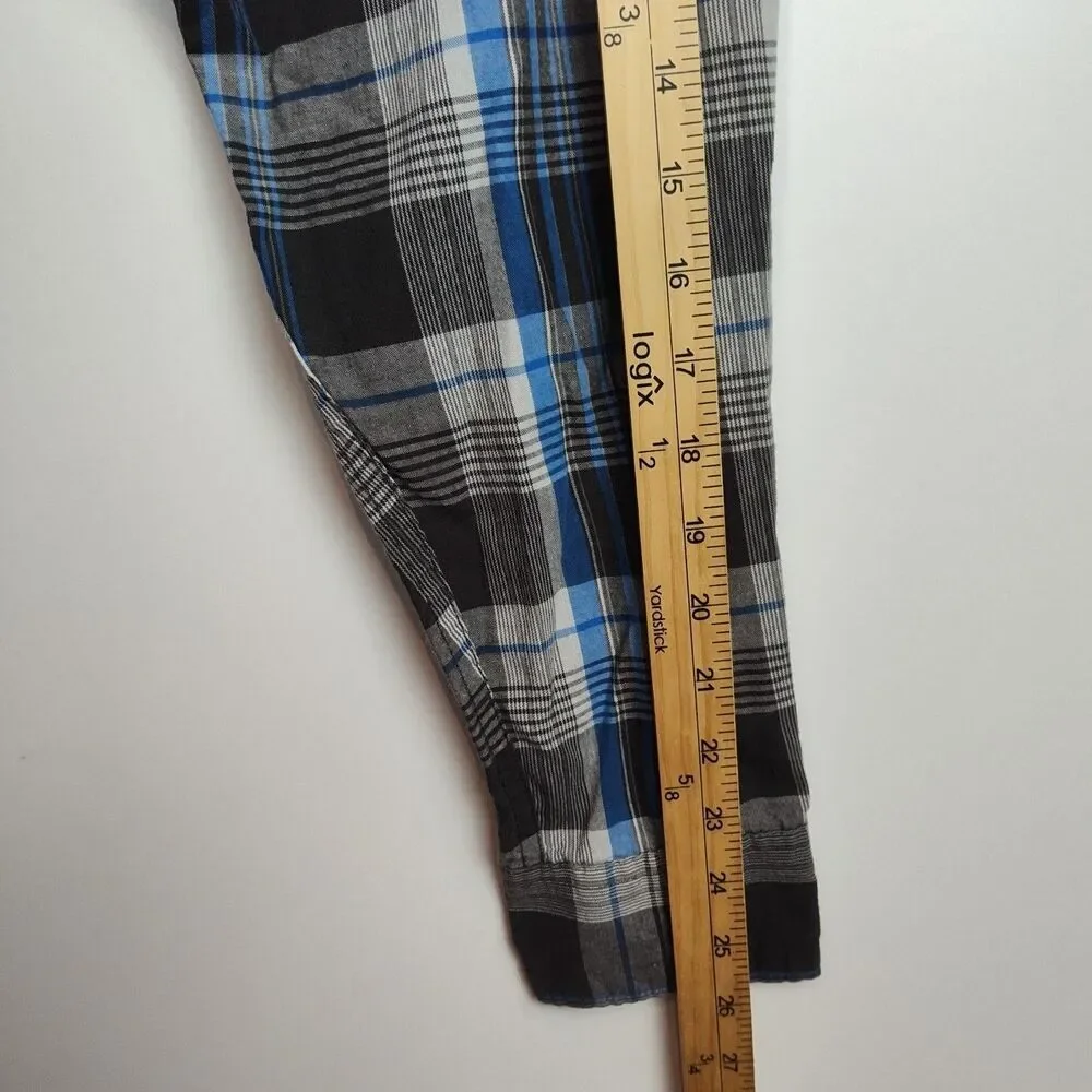 Wrangler Jeans Co. Pearl Snap-Up Shirt Men's L Blue/Brown Plaid Long Sleeves - Picture 6 of 8